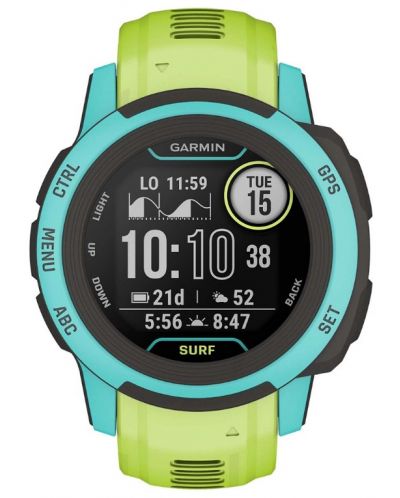 Смарт часовник Garmin - Instinct 2 S Surf, 40mm, зелен/син - 1